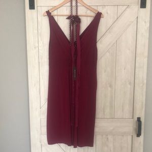 Cranberry dress with Necklace